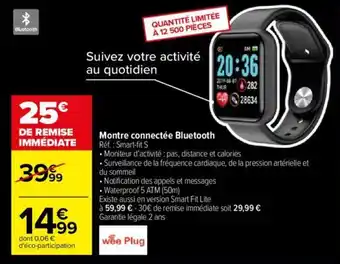 Carrefour Montre connectée Bluetooth offre