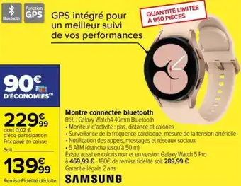 Carrefour Montre connectée bluetooth offre