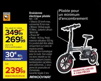 Carrefour Draisienne électrique pliable offre