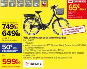 Carrefour Vélo de ville avec assistance électrique offre