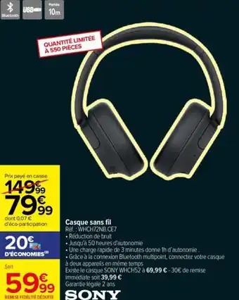 Carrefour Casque sans fil offre