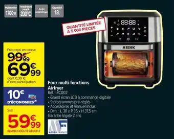 Carrefour Four multi-fonctions Airfryer offre