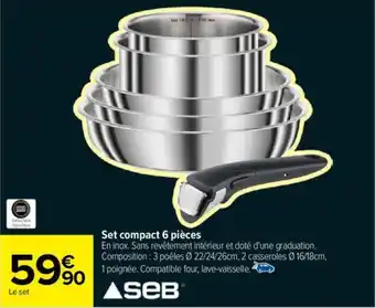 Carrefour Set compact 6 pièces offre