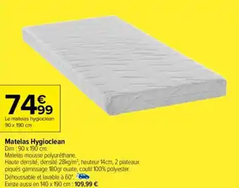 Carrefour Matelas Hygioclean offre