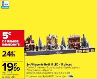 Carrefour Set Village de Noël 11 LED - 17 pièces offre