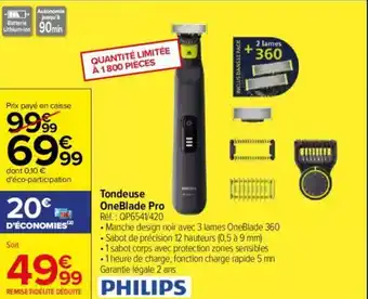 Carrefour Tondeuse OneBlade Pro offre