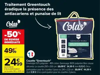 Carrefour Couette "Greentouch" offre