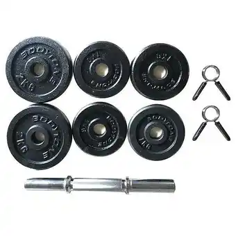 Decathlon Set pour haltères 10kg. 6 haltères. 1 haltère court et 2 pinces bodytone offre