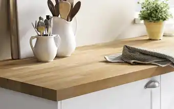 Brico Dépôt Goodhome plan de travail hinita hêtre massif l.260 x p.62 x ép. 4 cm offre