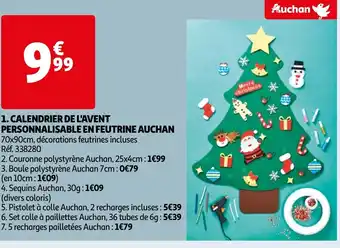 Auchan 1. CALENDRIER DE L'AVENT PERSONNALISABLE EN FEUTRINE AUCHAN offre
