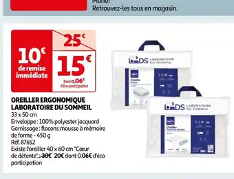 Auchan OREILLER ERGONOMIQUE LABORATOIRE DU SOMMEIL offre