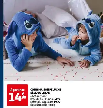 Auchan COMBINAISON PELUCHE BÉBÉ OU ENFANT 100% polyester offre