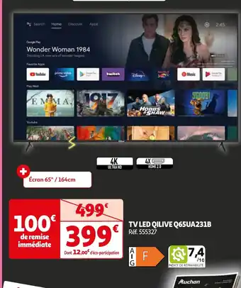 Auchan TV LED QILIVE Q65UA231B offre