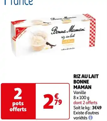 Auchan RIZ AU LAIT BONNE MAMAN Vanille offre
