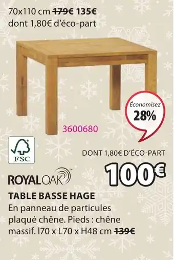 JYSK TABLE BASSE HAGE offre