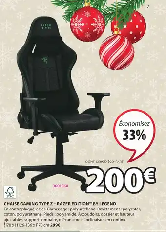 CHAISE GAMING TYPE Z-RAZER EDITION BY LEGEND