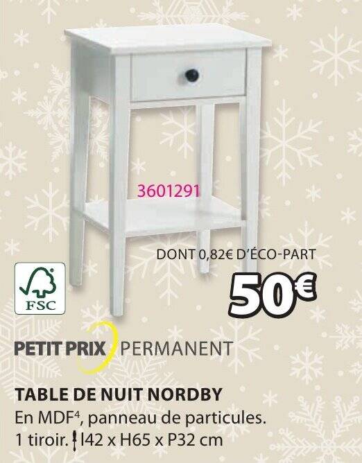 Promo TABLE DE NUIT NORDBY chez JYSK