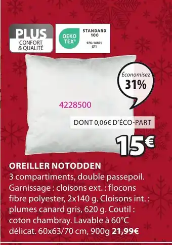 JYSK OREILLER NOTODDEN offre
