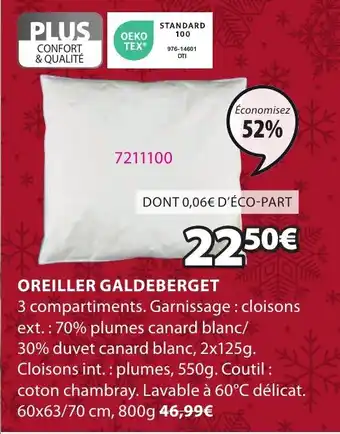 JYSK OREILLER GALDEBERGET offre