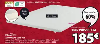 JYSK SURMATELAS GOLD T80 offre