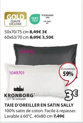 JYSK TAIE D'OREILLER EN SATIN SALLY offre