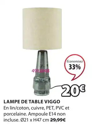 JYSK LAMPE DE TABLE VIGGO offre