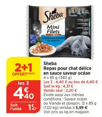 Maximarché Sheba Repas pour chat délice en sauce saveur océan offre