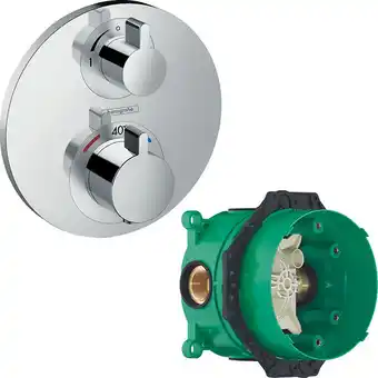 Brico Cash Hansgrohe facade pour mitigeur thermostatique encastré ecostat s avec robinet d'arrêt et inverseur chromé avec corps encastré offre