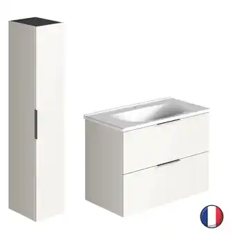 Brico Cash Meuble salle de bain simple vasque burgbad olena 90 cm blanc brillant + colonne de salle de bain offre