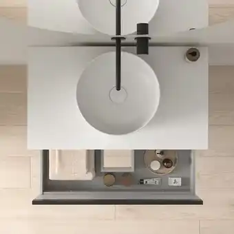 Bricorama Meuble salle de bain avec vasque posée yoko top largeur 60 - 80 cm fumé sablé miroir non inclus offre
