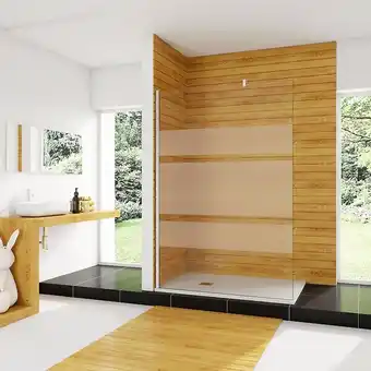 Bricorama Aica paroi de douche à l'italienne 120x190cm en 6mm verre avec bandes horizontales sérigraphiées, livré avec barre de fixatio offre