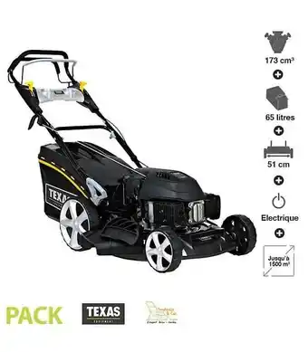 Bricorama Tondeuse thermique tractée 173 cc 4,4cv démarrage électrique 51cm coupe mulching texas razor 5160tr/we offre