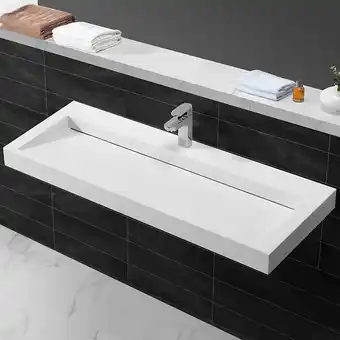 Lavabo suspendu rectangle solid surface blanc mat - 120x45 cm - urban