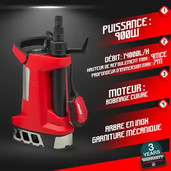 Pompe vide caves eaux chargées inox 900w avec flotteur