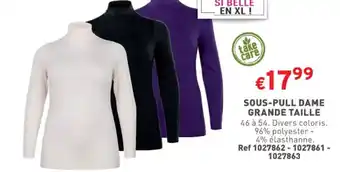 Trafic SOUS-PULL DAME GRANDE TAILLE offre