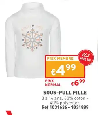 Trafic SOUS-PULL FILLE offre