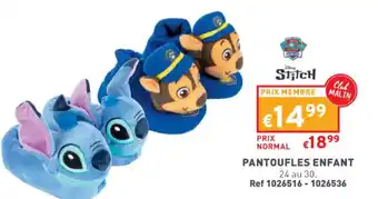 Trafic PANTOUFLES ENFANT offre