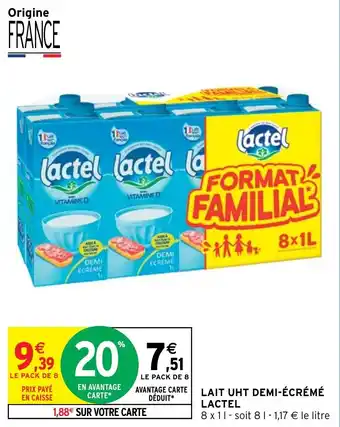 Intermarché Hyper LAIT UHT DEMI-ÉCRÉMÉ LACTEL offre