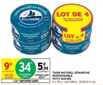 Intermarché Hyper THON NATUREL DÉMARCHE RESPONSABLE PETIT NAVIRE offre
