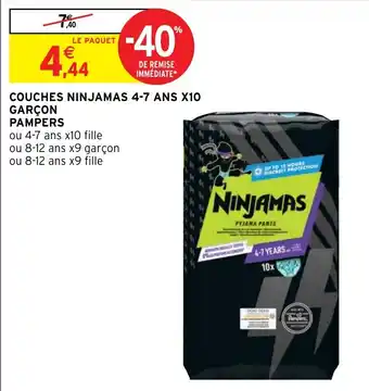 Intermarché Hyper COUCHES NINJAMAS 4-7 ANS X10 GARÇON PAMPERS offre