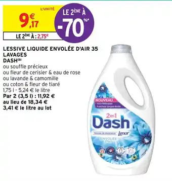 Intermarché Hyper LESSIVE LIQUIDE ENVOLÉE D'AIR 35 LAVAGES DASH offre