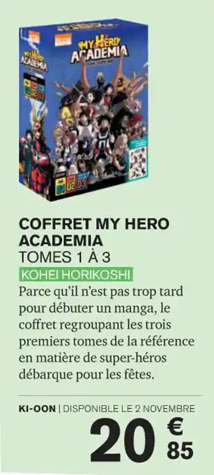 Carrefour COFFRET MY HERO ACADEMIA TOMES 1 À 3 KOHEI HORIKOSHI offre