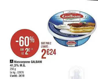 Casino Supermarchés Mascarpone Galbani 41,5% M.g. offre