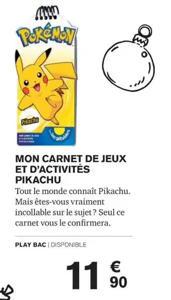 MON CARNET DE JEUX ET D'ACTIVITÉS PIKACHU