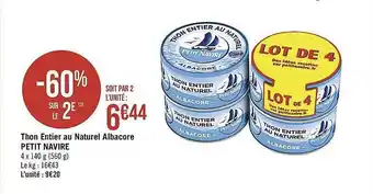 Thon Entier Au Naturel Albacore Petit Navire