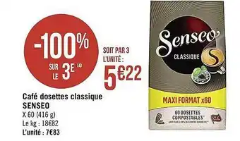 Casino Supermarchés Café Dosettes Classique Senseo offre