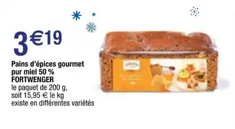Migros Pains d'épices gourmet pur miel 50 % FORTWENGER offre