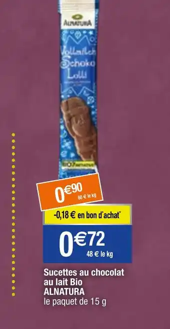 Migros Sucettes au chocolat au lait Bio ALNATURA offre