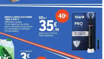 E.Leclerc BROSSE A DENTS ELECTRIQUE ORAL B PRO 3 offre