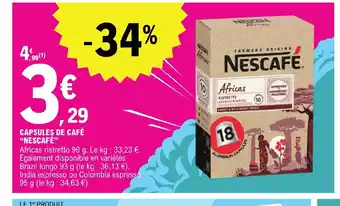 E.Leclerc CAPSULES DE CAFÉ "NESCAFÉ" offre